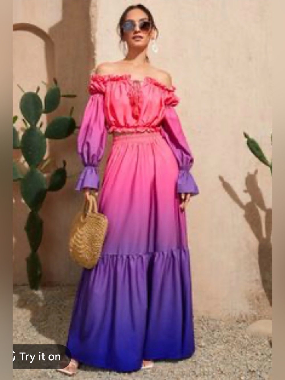 Bright Hot Pink Off-Shoulder Skirt Set - Sz L